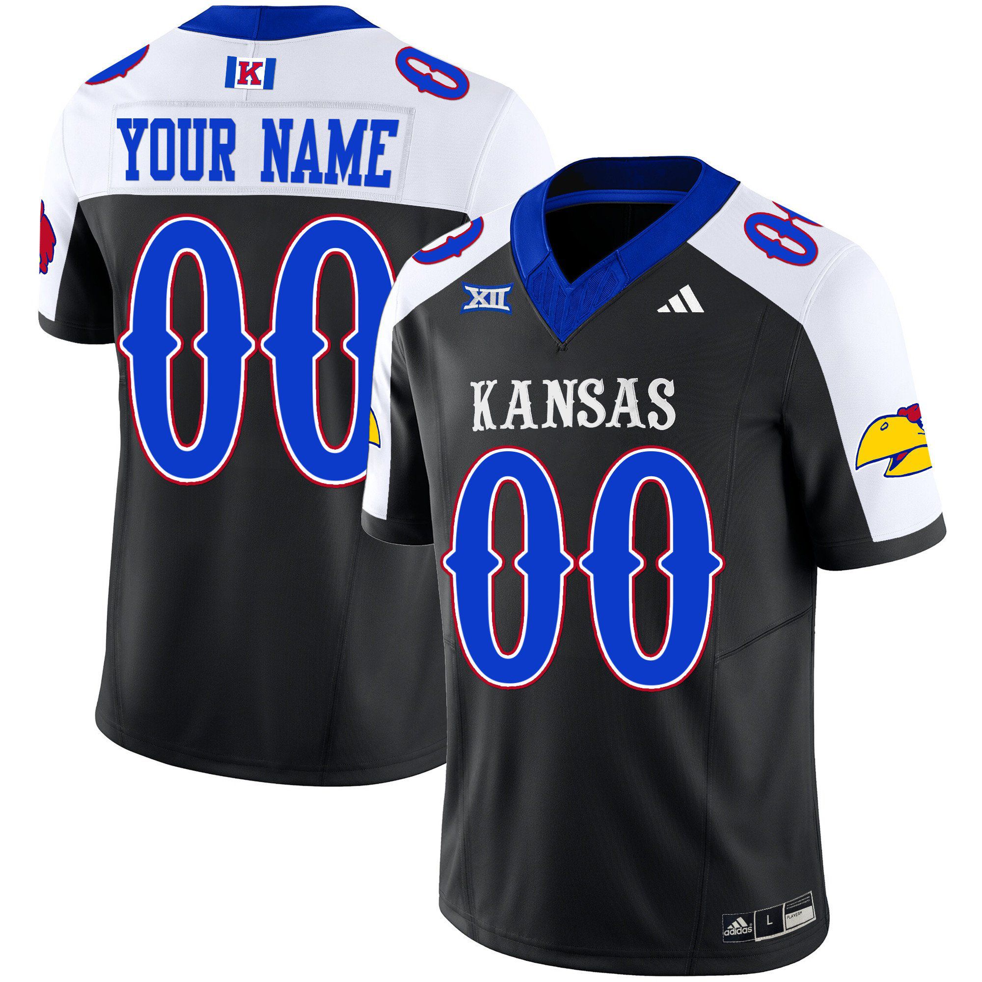 Men Kansas Jayhawks Black 2024 Blackhawk Vapor Limited Custom NCAA Jersey style 1